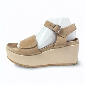 Homers Artisan 21873 Tan Suede Platform Wedge Sandals EU 40 US 10 Spain